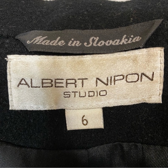 Albert Nipon Studio Women's Wool Long Coat Front Buttons Closure Pockets Black 6 - Picture 11 of 16
